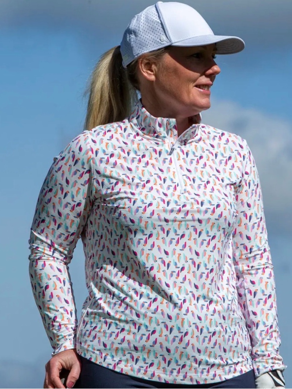 Callaway White Long-Sleeve Quarter-Zip Top margaritaville emblem